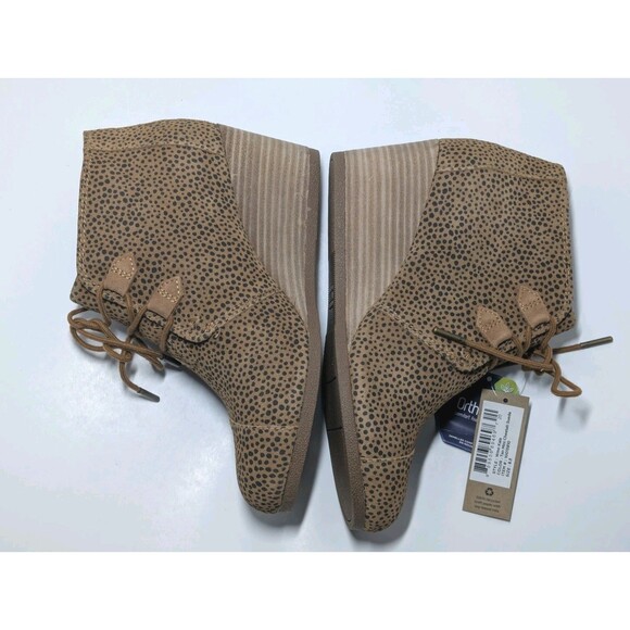 Toms Womens 8.5 Shoes Kala Wedge Bootie Ortholite Tan Mini Cheetah Suede NEW NWT - Picture 10 of 14